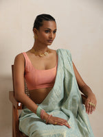 Thumbnail for trueBrowns Blue Gold Metallic Ready To Wear Saree