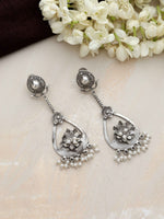 Thumbnail for trueBrowns Silver Tone Floral Chandbaali Earrings - Distacart