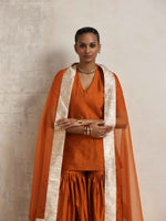 Thumbnail for trueBrowns Orange Silk Sharara Dupatta Set - Distacart
