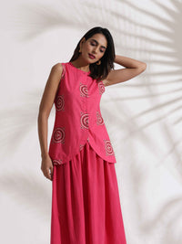Thumbnail for trueBrowns Pink Cotton Skirt Co-ord Set