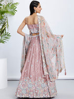 Thumbnail for House of Panchhi Green Chiffon Position Print With Sequins Embroidery Lehenga Choli & Dupatta - Distacart