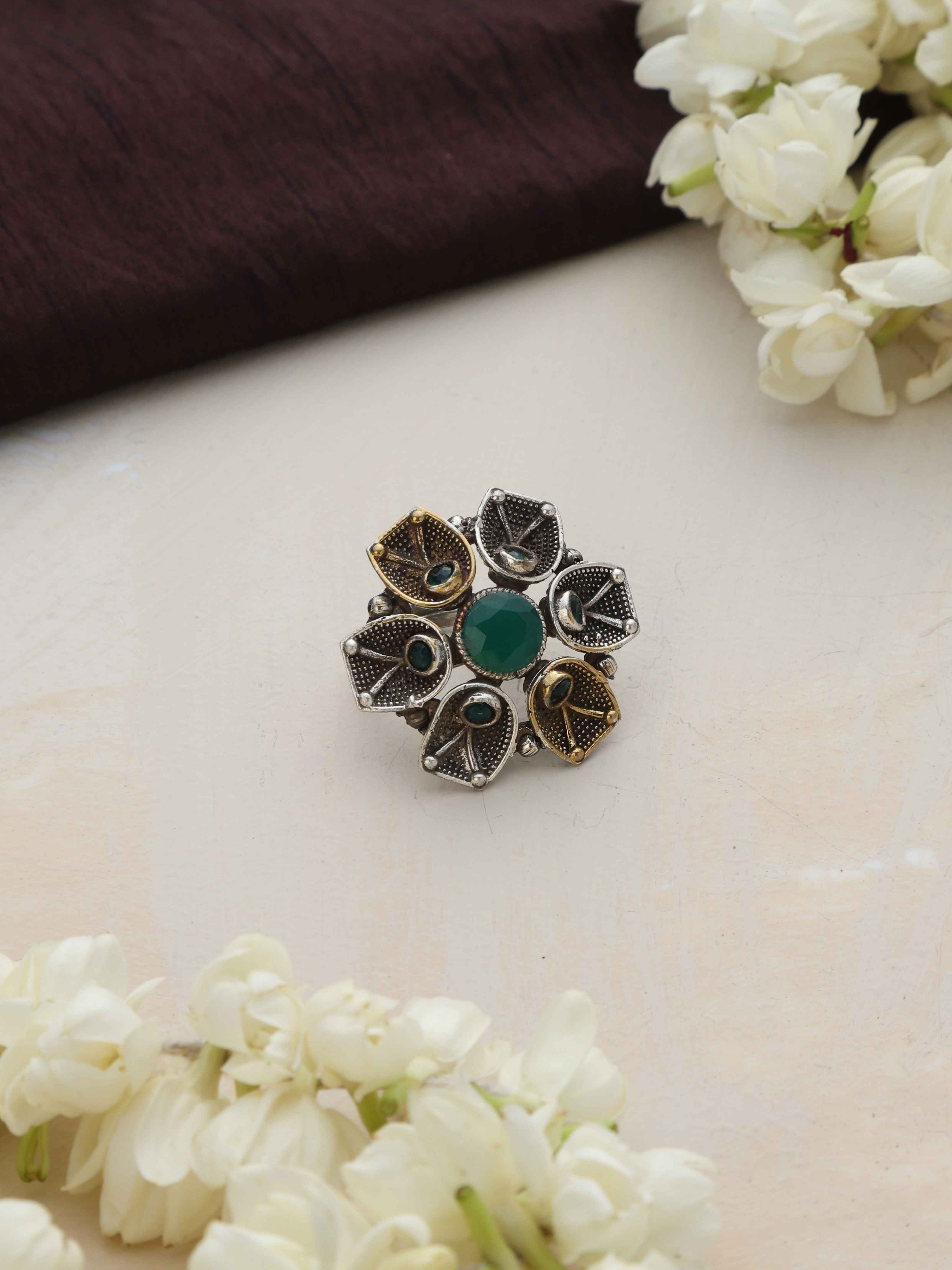 trueBrowns Silver Gold Tone Petal Ring - Distacart