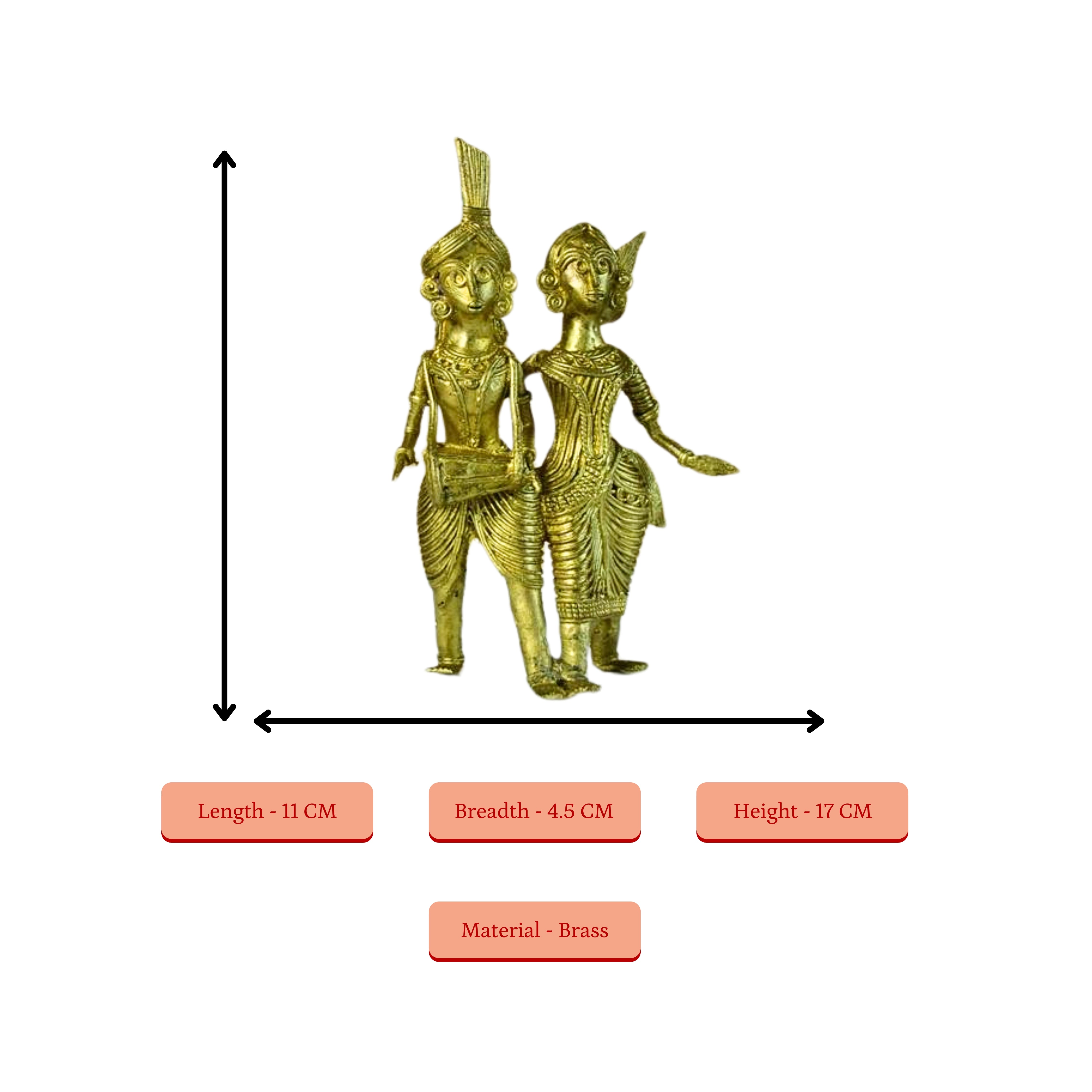 Sowpeace Artisanal Brass Dhokra Sculpture: Tribal Couple with Dhol