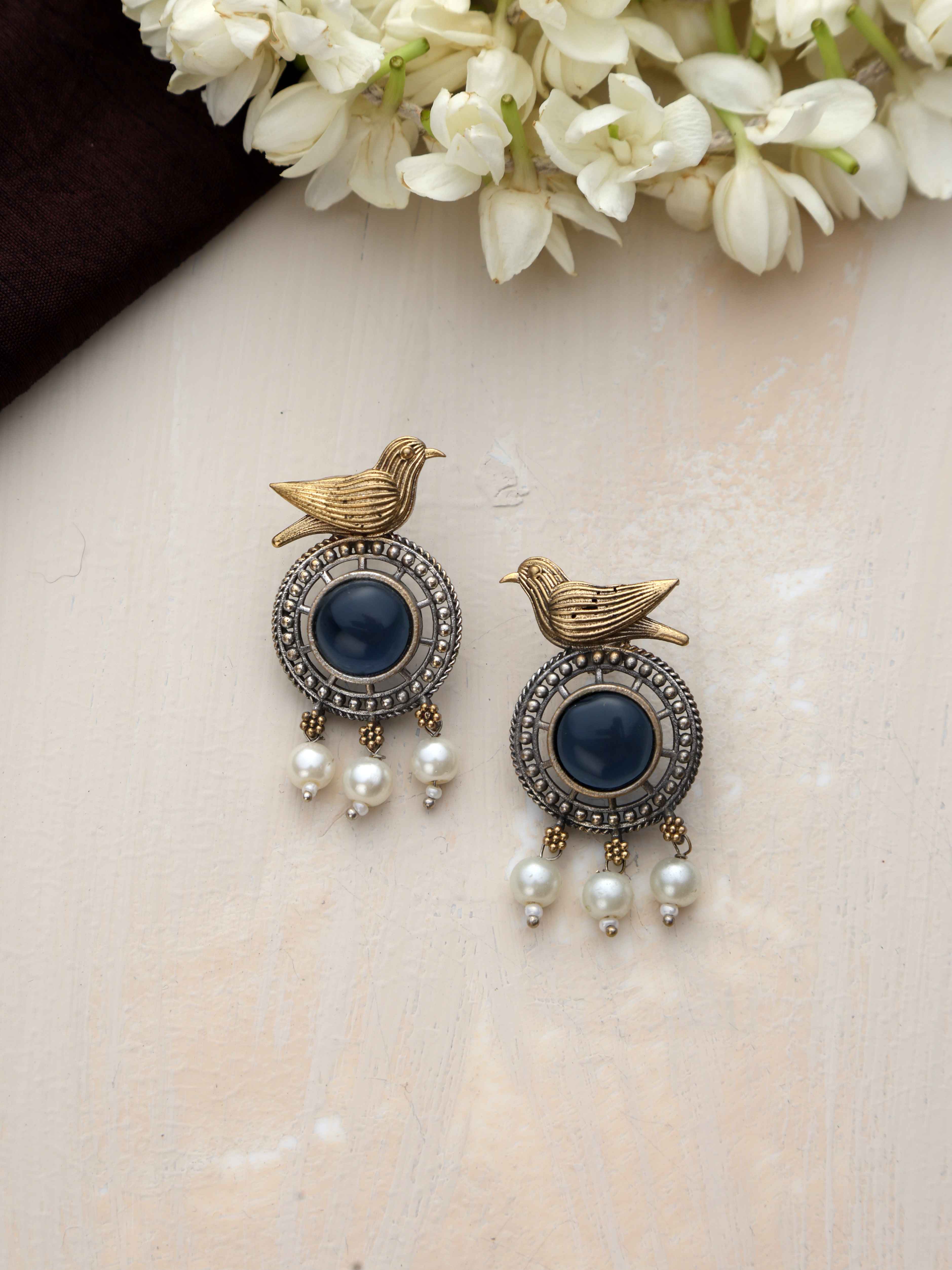 trueBrowns Silver Gold Tone Bird Stud Earrings - Distacart