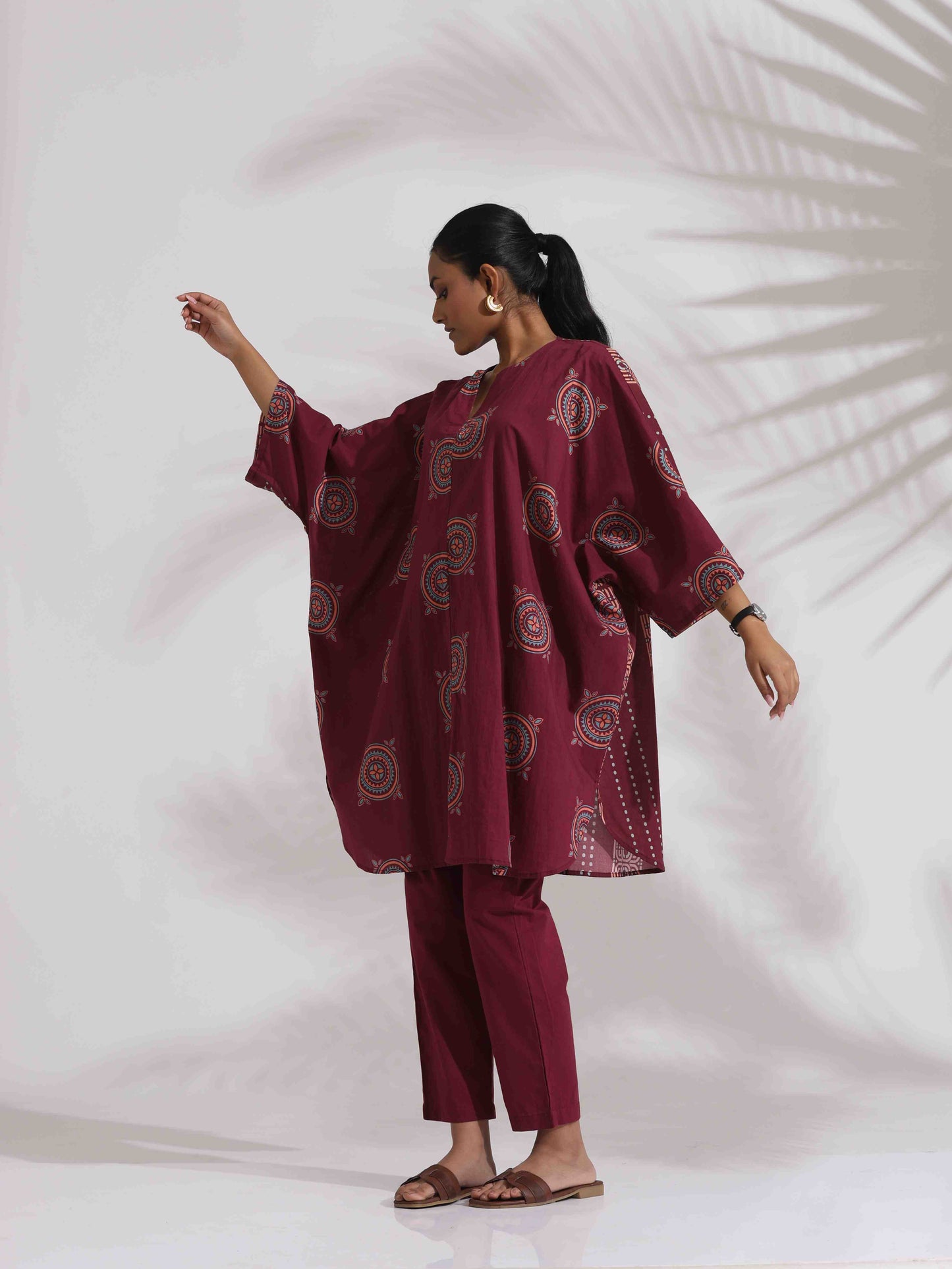 trueBrowns Purple Cotton Print Kurta Co-ord Set - Distacart