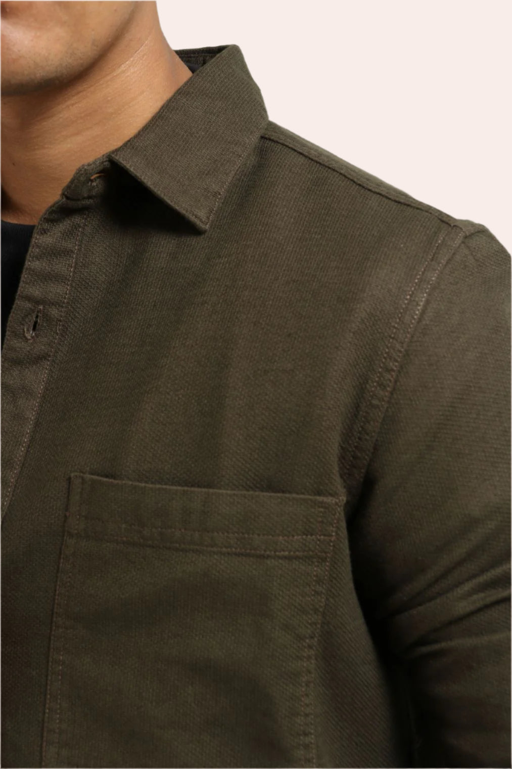 Xkind Olive Green Regular Fit Shacket - Distacart