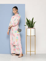 Thumbnail for Ahalyaa Women Pink Floral Printed Gotta Patti Kurta with Palazzos - Distacart