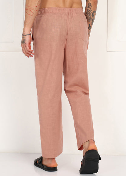 Fabmade Men’S Peach Linen Pyjama - Distacart