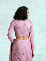 Thumbnail for trueBrowns Light Mauve Printed Velvet Blouse - Distacart