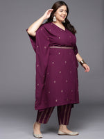 Thumbnail for Ahalyaa Plus Size Floral Printed Kaftan Kurta with Trousers - Distacart