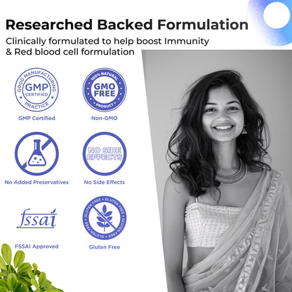 Health Veda Organics Iron + Folic Acid Capsules - Distacart