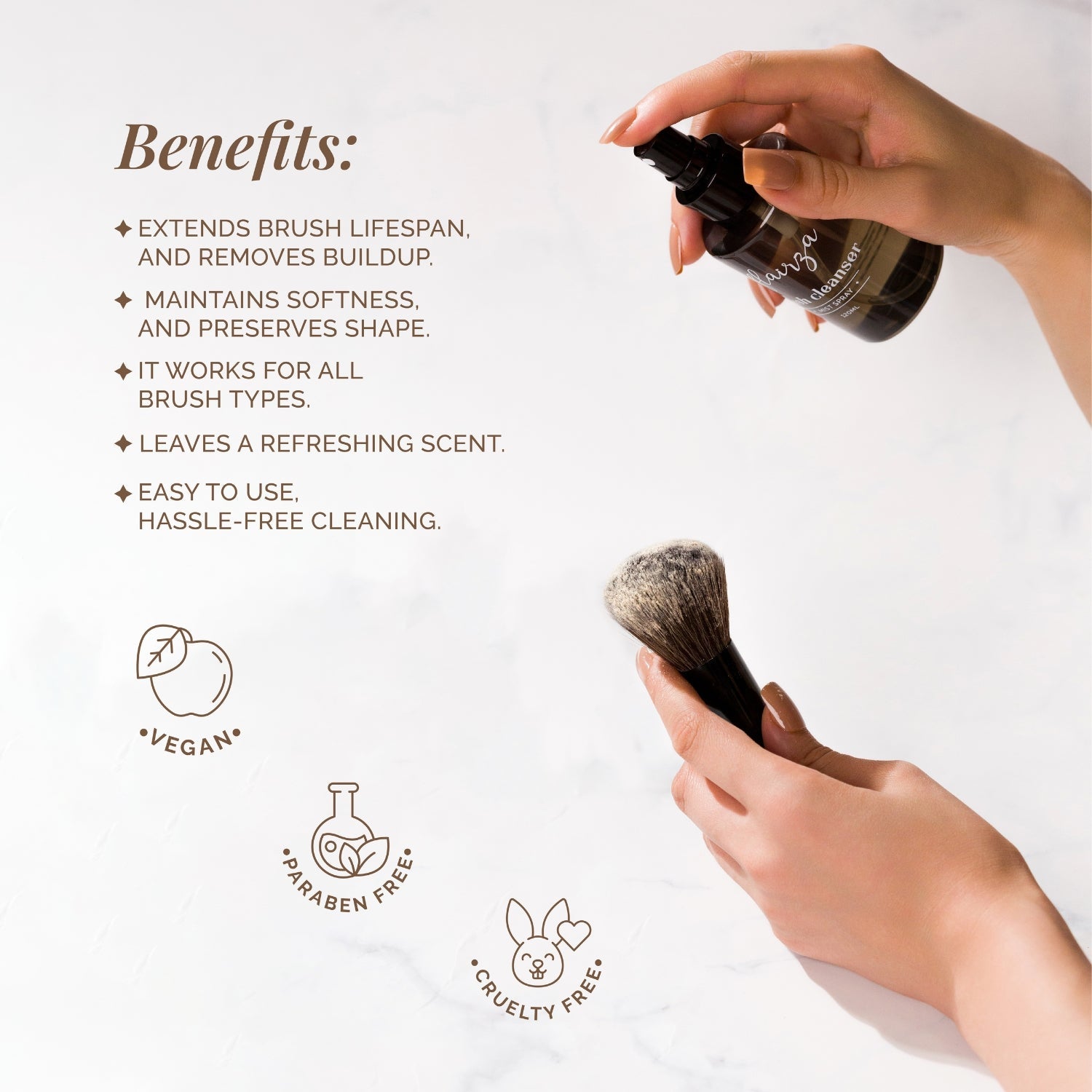 Aflairza Brush Cleanser for Extends Brush Life, Maintains Softness & Shape