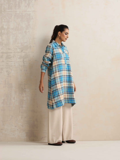 trueBrowns Beige Check Winter Top - Distacart