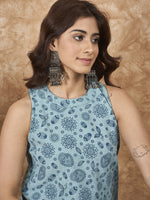 Thumbnail for InWeave Mint Blue Side Asymmetric Kurta Set