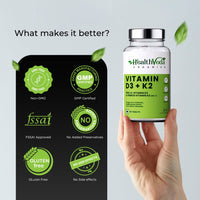 Thumbnail for Health Veda Organics Vitamin D3 + K2 Healthy Bones Tablets - Distacart