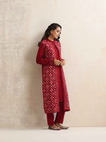 Thumbnail for trueBrowns Maroon Kashmiri Woollen Jacket 3pc Set