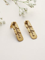 Thumbnail for trueBrowns Brass Embossed Rectangular Earrings