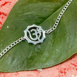 Thumbnail for trueBrowns 925 Sterling Silver Embossed Om Silver Chain Rakhi - Distacart
