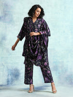 Thumbnail for trueBrowns Black Printed Velvet Shawl - Distacart