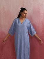 Thumbnail for trueBrowns Sky Blue Cotton Dobby Dress - Distacart