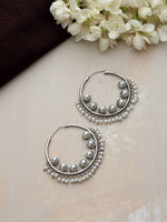 Thumbnail for trueBrowns Silver Tone Pearl Hoop Earrings - Distacart
