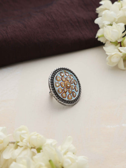 trueBrowns Silver Tone Circular Ring - Distacart