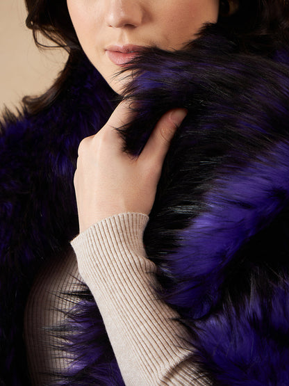 InWeave Purple Black Faux Fur Cape - Distacart