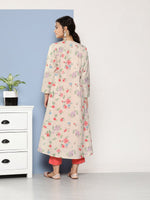 Thumbnail for Ahalyaa Women Pink Floral Gotta Patti Kurta with Trousers - Distacart