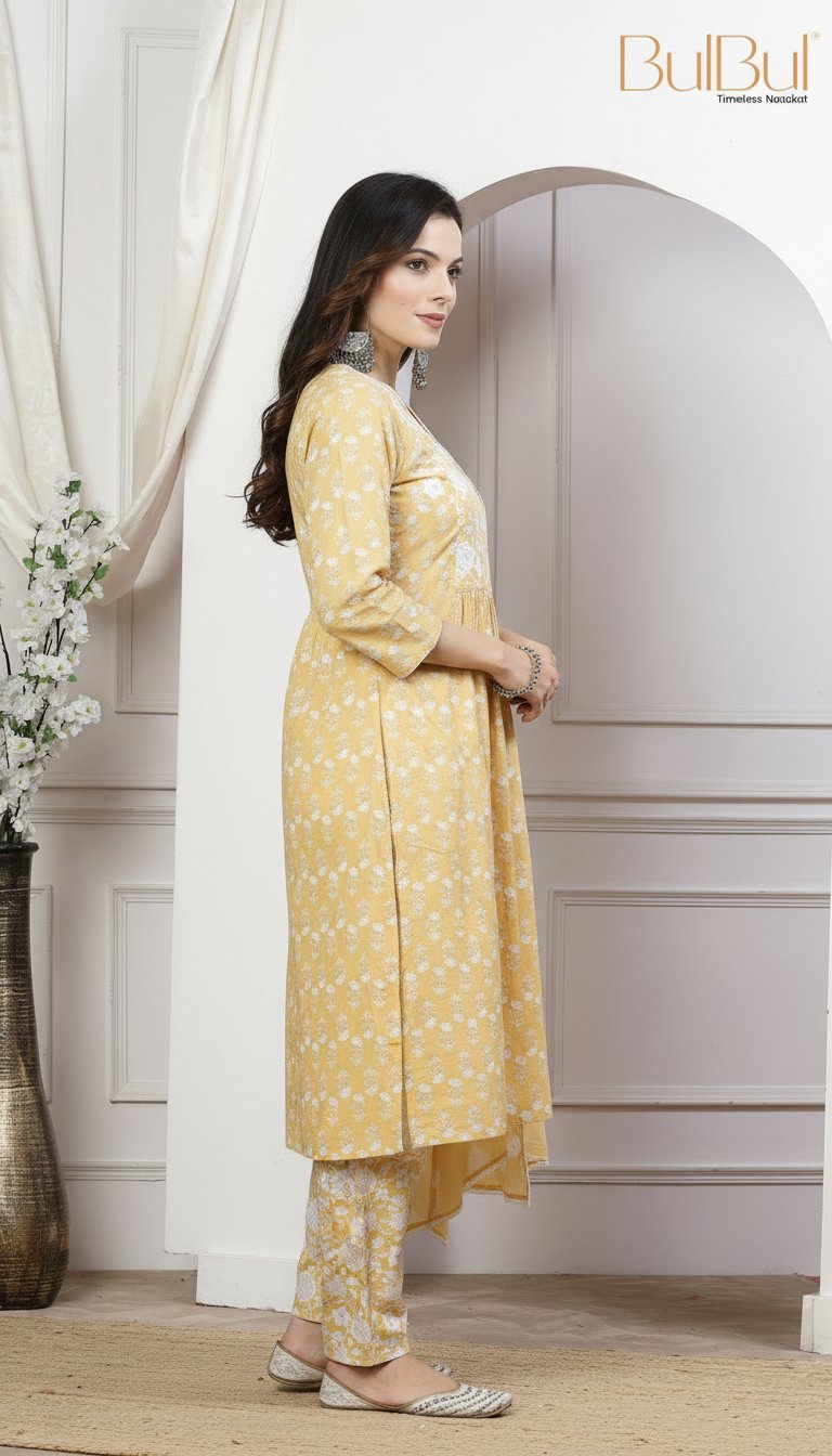 BulBul Gulfam Cotton Offwhite Kurta Set with Dupatta