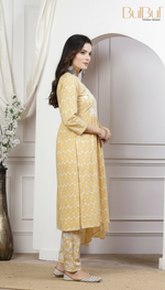 Thumbnail for BulBul Gulfam Cotton Offwhite Kurta Set with Dupatta