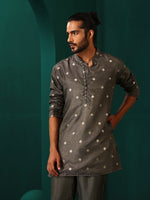 Thumbnail for trueBrowns Men's Grey Diamond Viscose Silk Co-ord Set - Distacart
