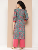 Thumbnail for Ahalyaa Women Floral Printed Gotta Patti Floral Crepe Kurta - Distacart