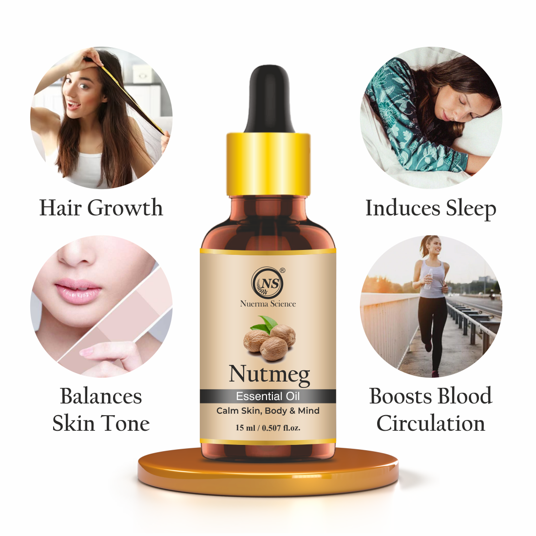 Nuerma Science Pure Nutmeg Essential Oil For Body Care & Hair Care