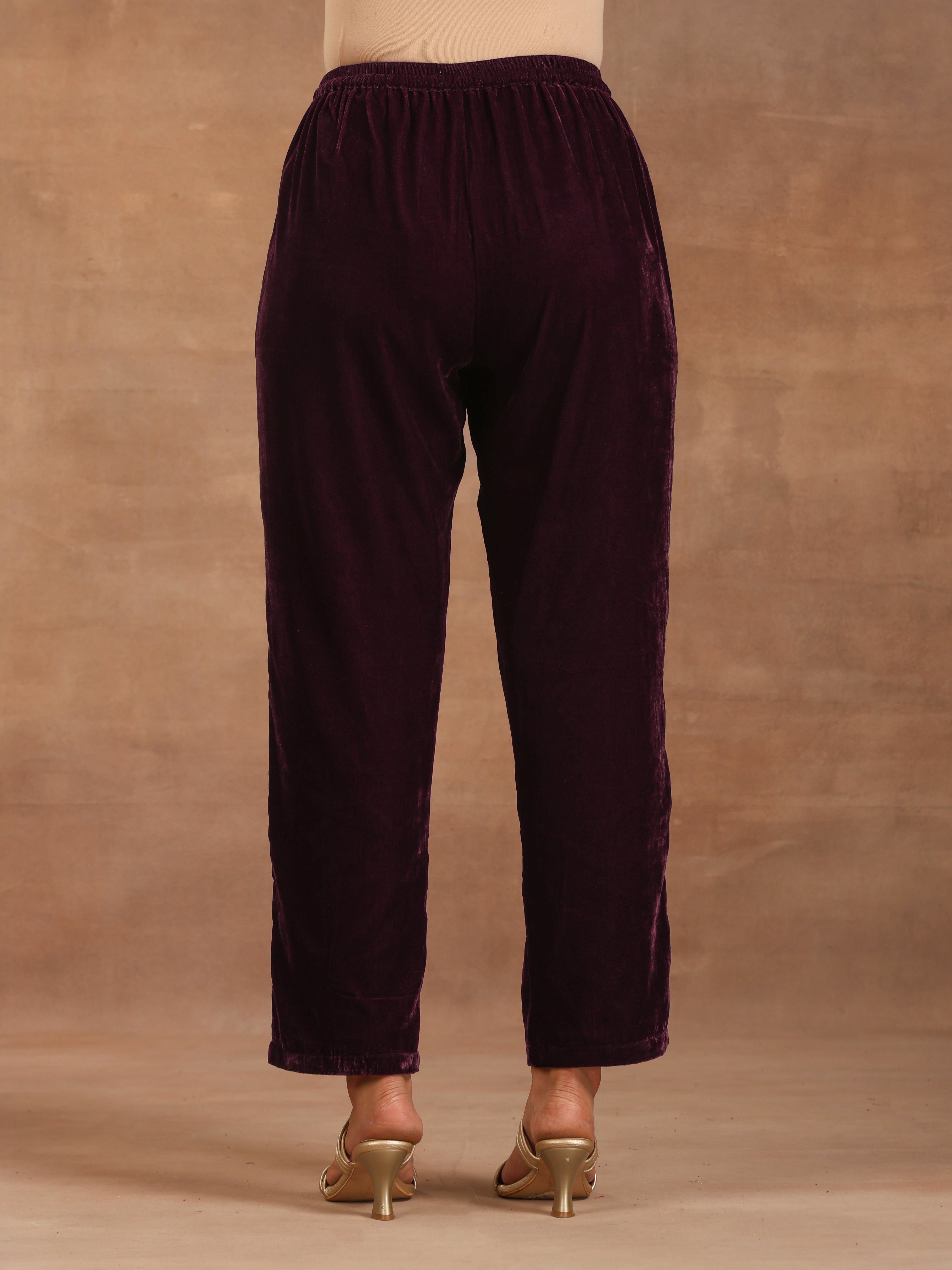 trueBrowns Wine Velvet Pant - Distacart
