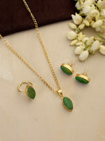 Thumbnail for trueBrowns Gold Tone Green Stone Pendant Set - Distacart