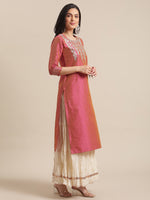 Thumbnail for Varanga Women Gota Patti Embroidered Dual Tone Dobby Kurta - Distacart