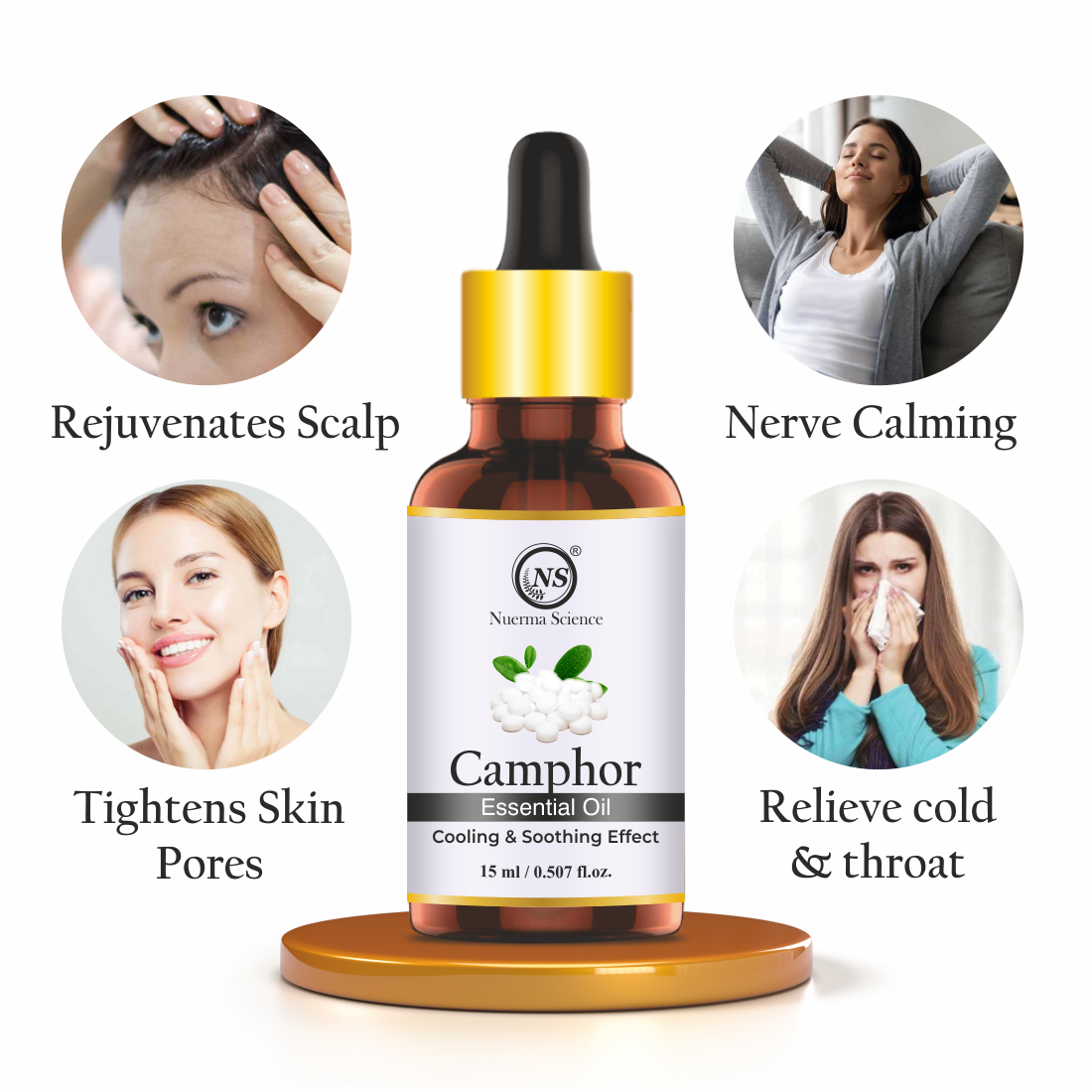 Nuerma Science Camphor (Kapoor) Cold Pressed Oil For Skin & Hair Care - Distacart