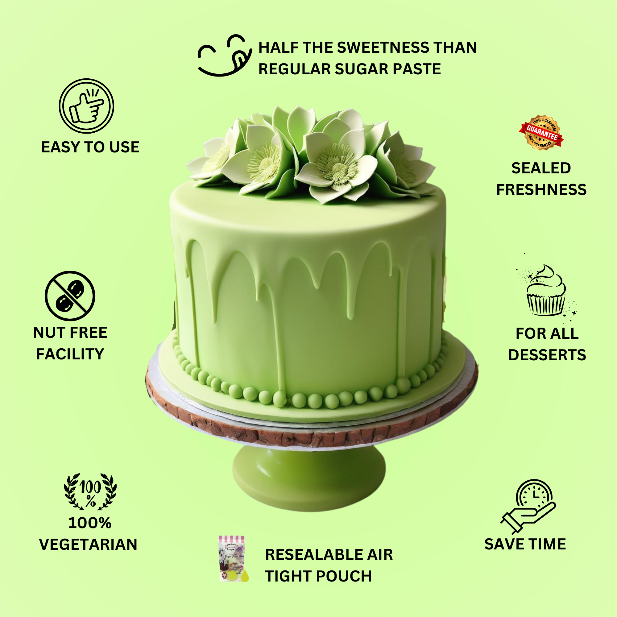 confect lime green sugarpaste br b 1 kg b