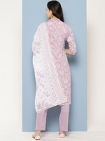 Thumbnail for Ahalyaa Women Floral Printed Gotta Patti Pure Cotton Kurta with Trousers & With Dupatta - Distacart