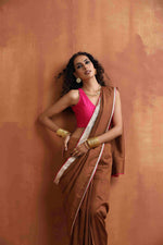 Thumbnail for trueBrowns Brown Silk Ready To Wear Saree