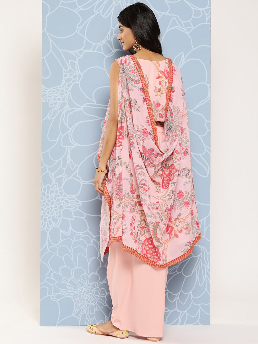 Ahalyaa Floral Printed Ethnic Co-Ords With Jacket - Distacart