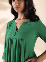 Thumbnail for trueBrowns Green Cotton Long Kurta Pant Set - Distacart