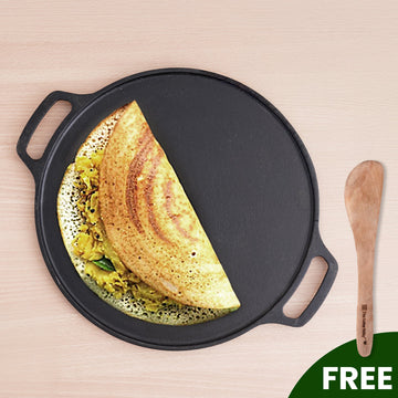 The Indus Valley CASTrong Cast Iron Roti/Dosa Tawa, Pre-seasoned, Nonstick, 100% Pure, Toxin-free, Gas & Induction,Spatula, 30.2cm, 2.4kg - Distacart