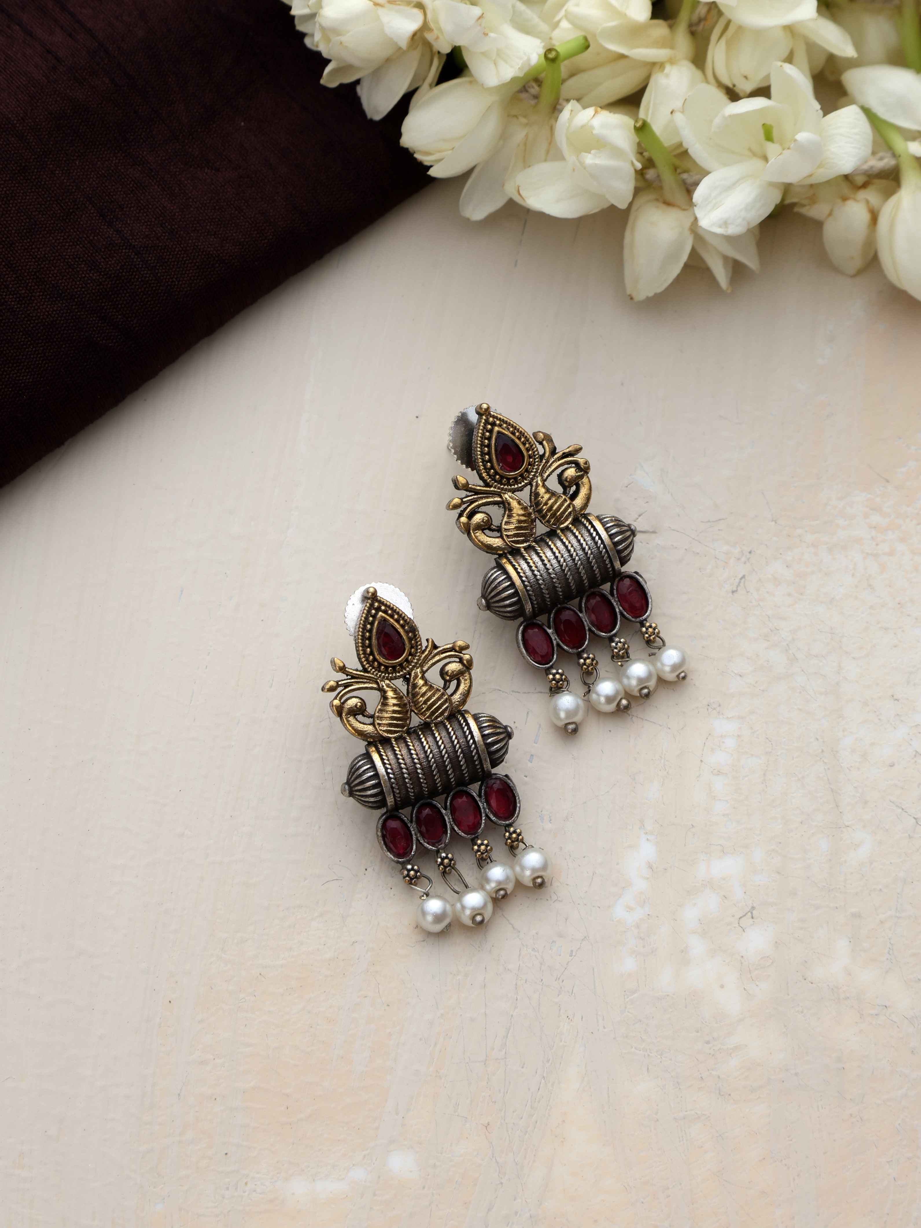 trueBrowns Silver Gold Tone Stud Earrings - Distacart
