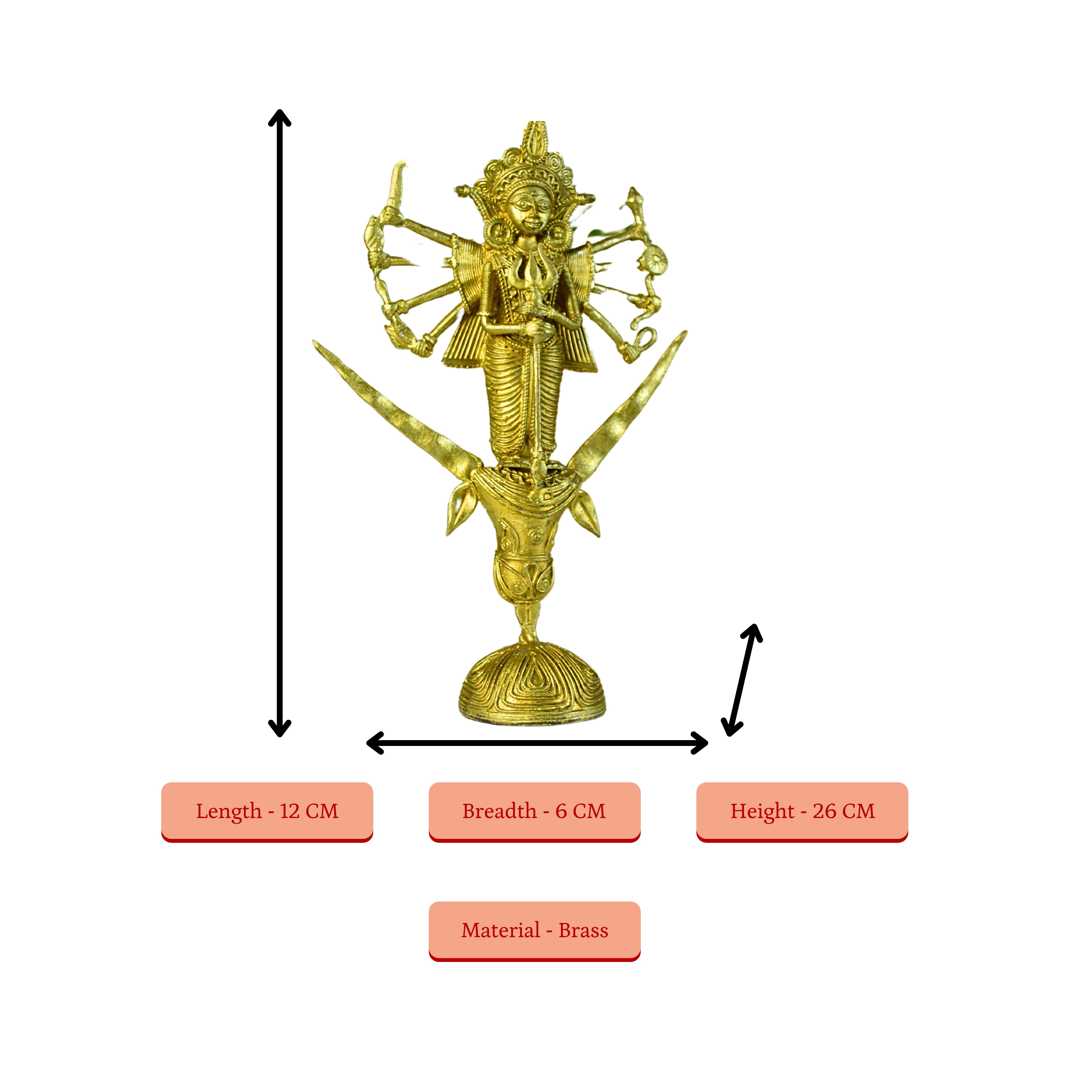 Sowpeace Dhokra Craft / Goddess Durga Mahishasur Mardini Brass Decor