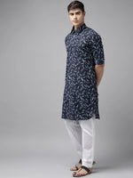 Thumbnail for Fabmade Pure Cotton Pathani Kurta Print With Pyjama