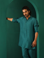 Thumbnail for trueBrowns Men's Teal Silk Co-ord Set - Distacart