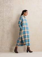 Thumbnail for trueBrowns Beige Check Pleated Winter Dress - Distacart