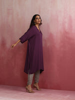 Thumbnail for trueBrowns Purple Modal Kimono Kurta Set - Distacart