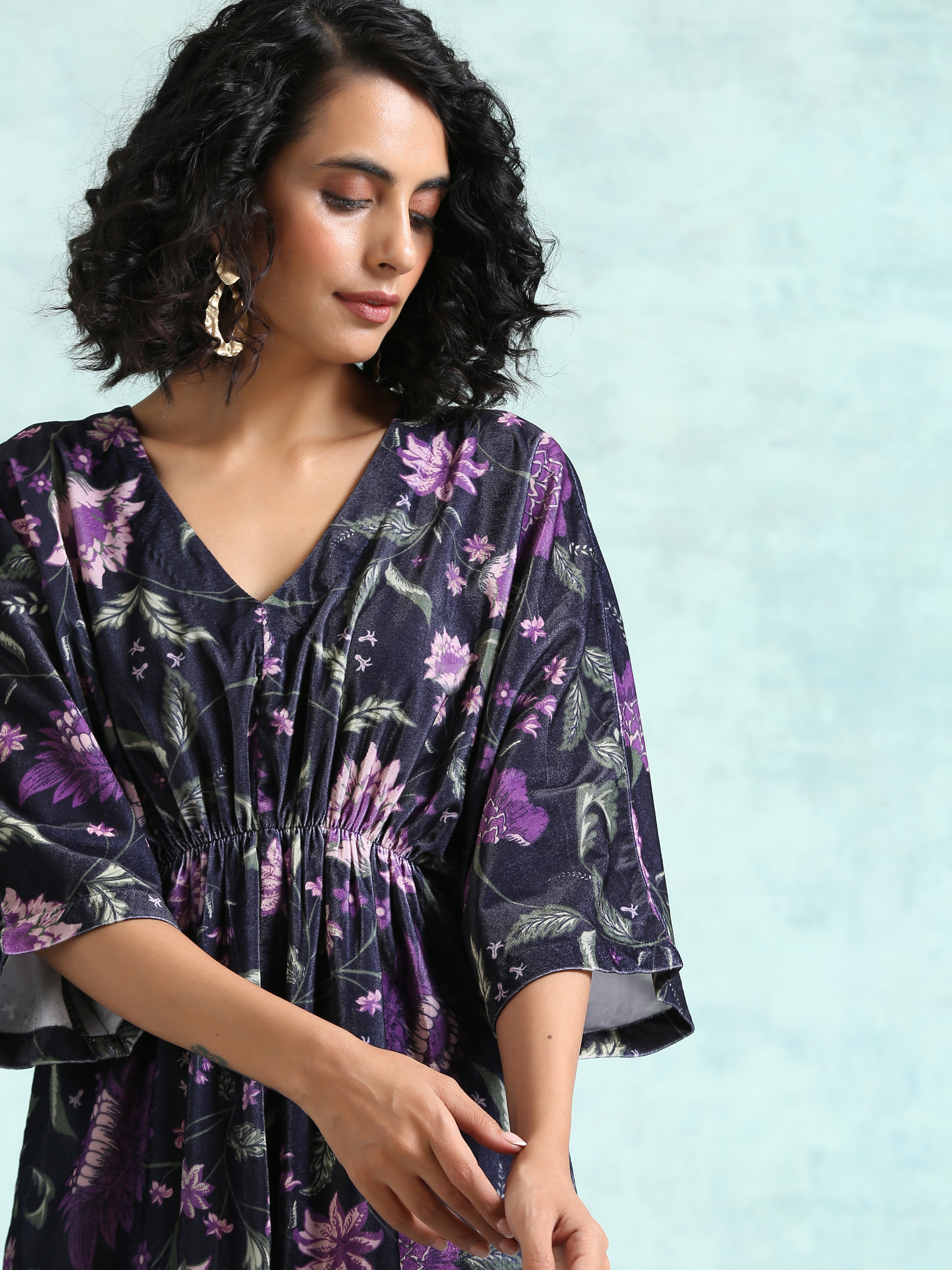 trueBrowns Black Printed Velvet Co-Ord Set - Distacart